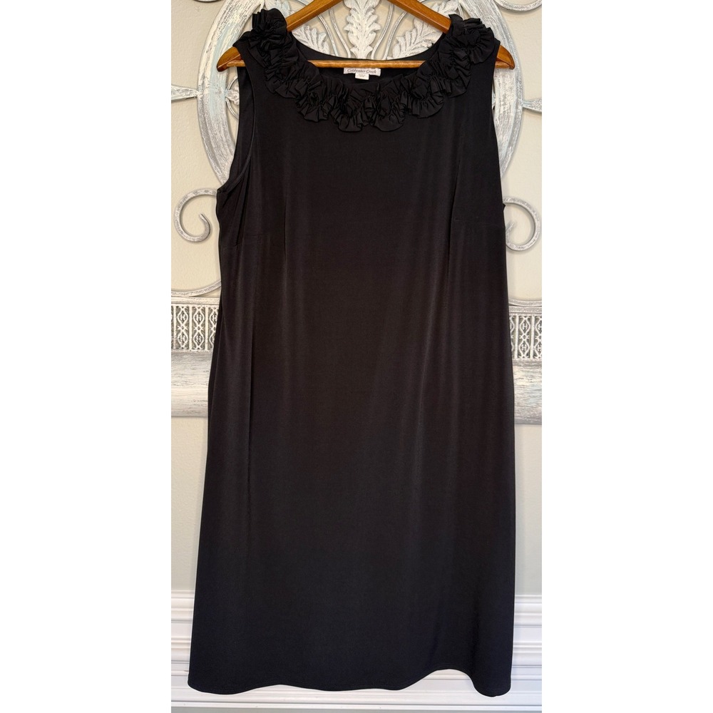 Coldwater‎ Creek Black Ruffle Neck Sheath Dress Womens Size 18W Sleeveless NWT